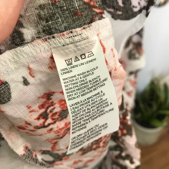 Lord + Taylor White Pink 100% Linen Floral Sleeveless Midi Maxi Dress - Picture 9 of 9